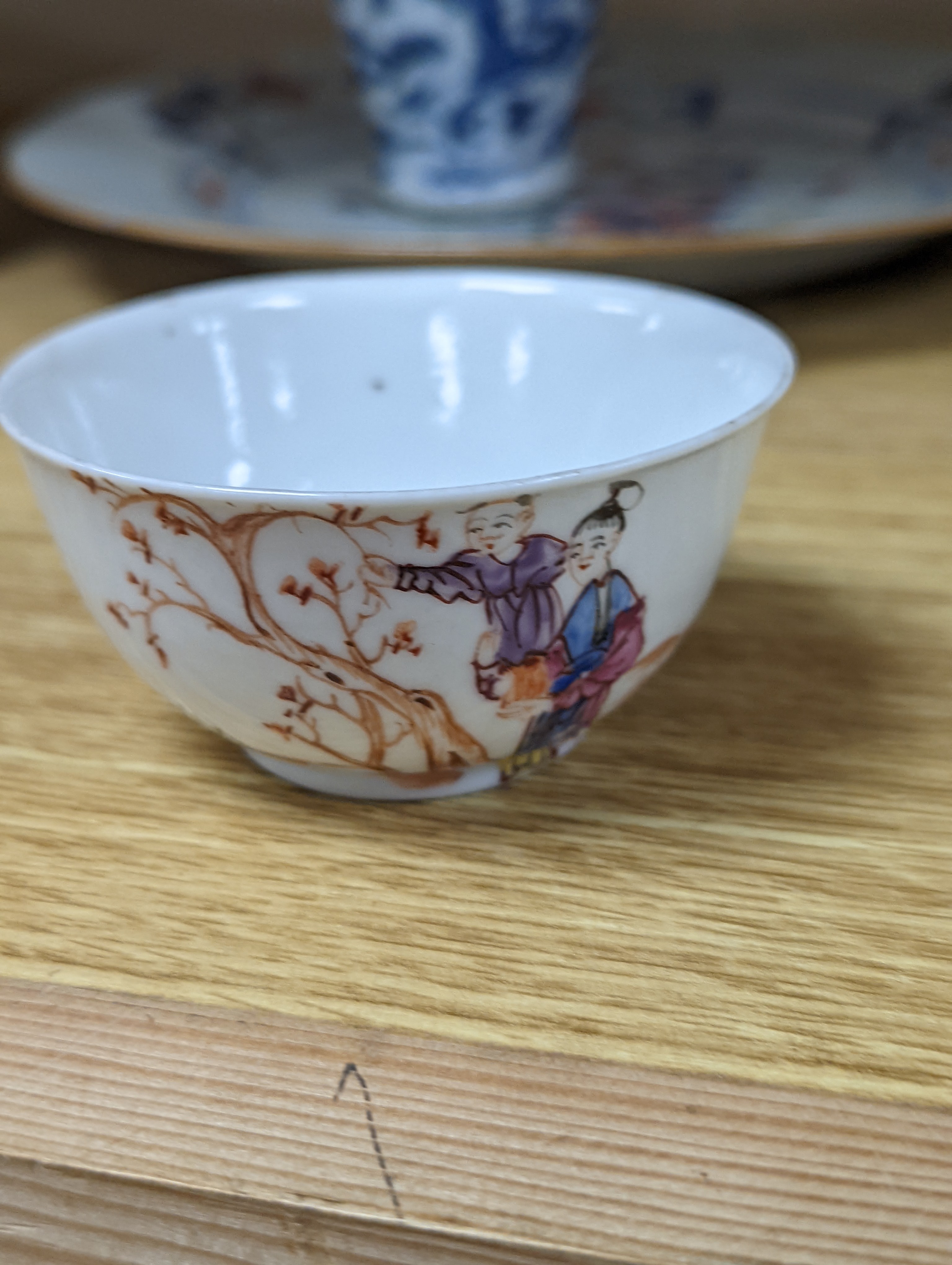 A collection of 19th and 20th century Chinese ceramics, tallest item jar and cover 15 cms high.